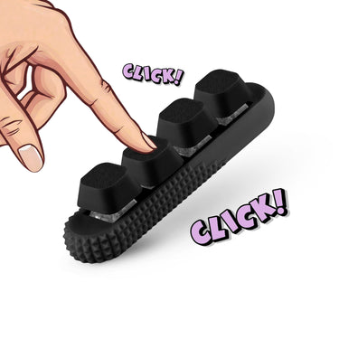 4-Button Fidget Clicker - Loud Click Switches, Textured Design for Stress Relief & Focus Aid with Lanyard (Black)
